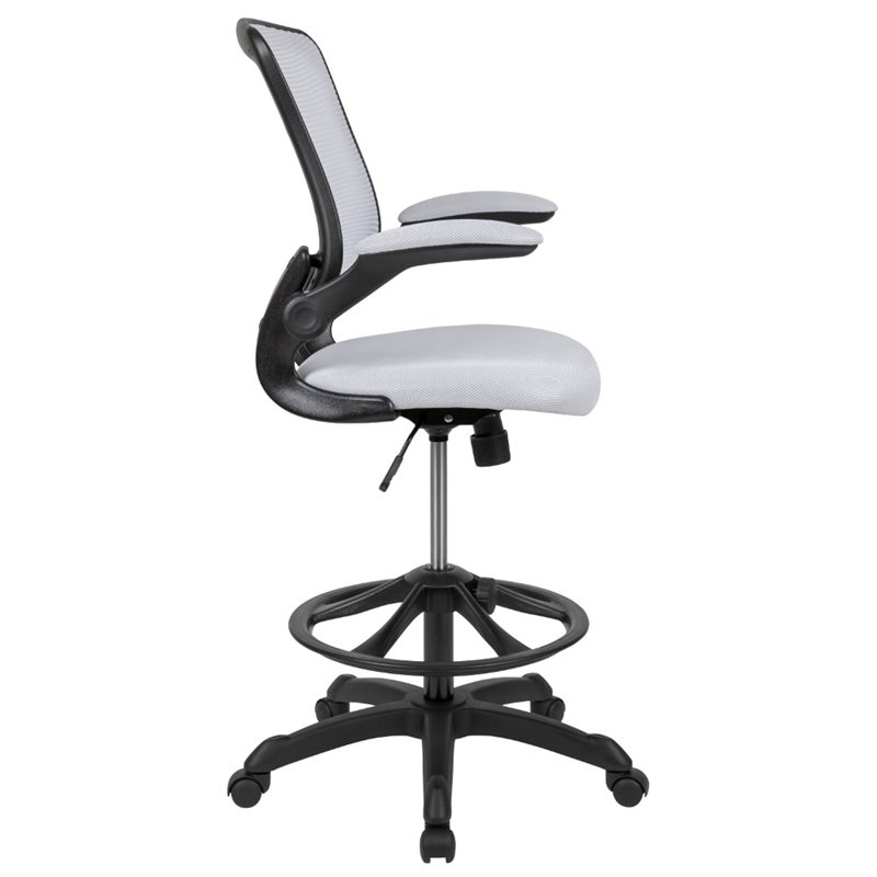 Bowery Hill Contemporary Metal Mesh Drafting Stool in White Finish