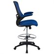 Bowery Hill Contemporary Mid Back Mesh Drafting Stool in Blue