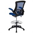 Bowery Hill Contemporary Mid Back Mesh Drafting Stool in Blue
