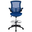 Bowery Hill Contemporary Mid Back Mesh Drafting Stool in Blue