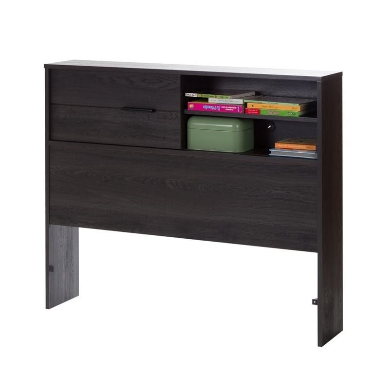 Bowery Hill Contemporary Wood Twin Storage Headboard in Gray Oak