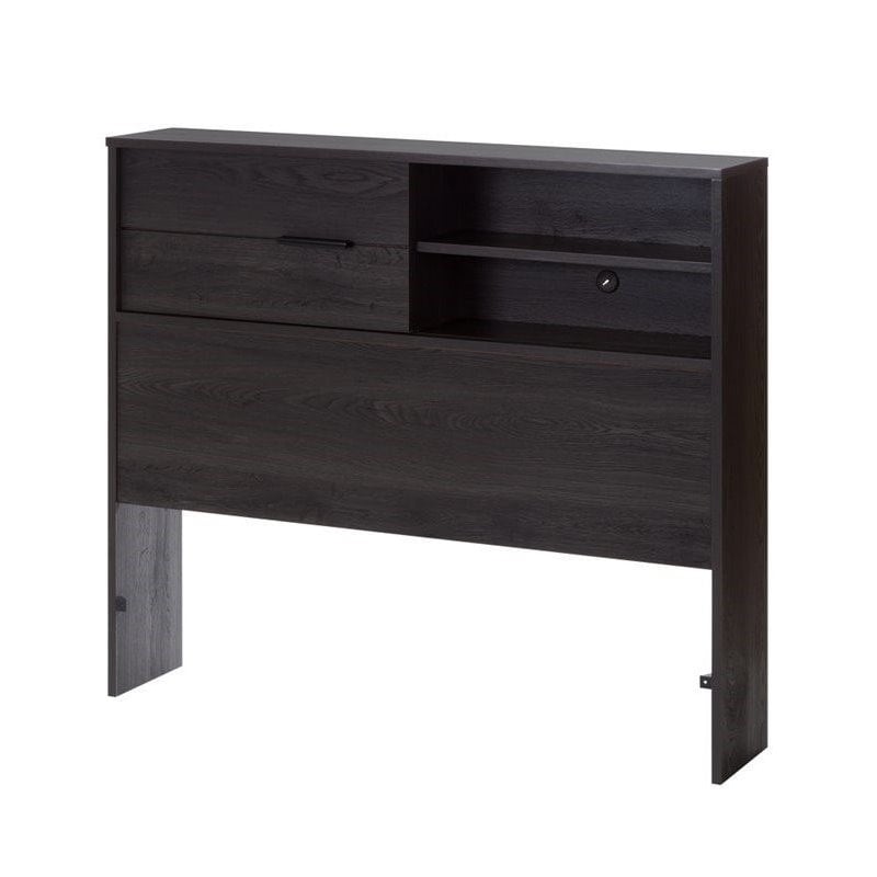 Bowery Hill Contemporary Wood Twin Storage Headboard in Gray Oak