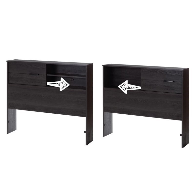 Bowery Hill Contemporary Wood Twin Storage Headboard in Gray Oak