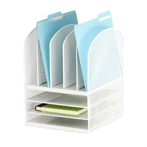 Bowery Hill Contemporary Metal Desk Organizer in White Finish
