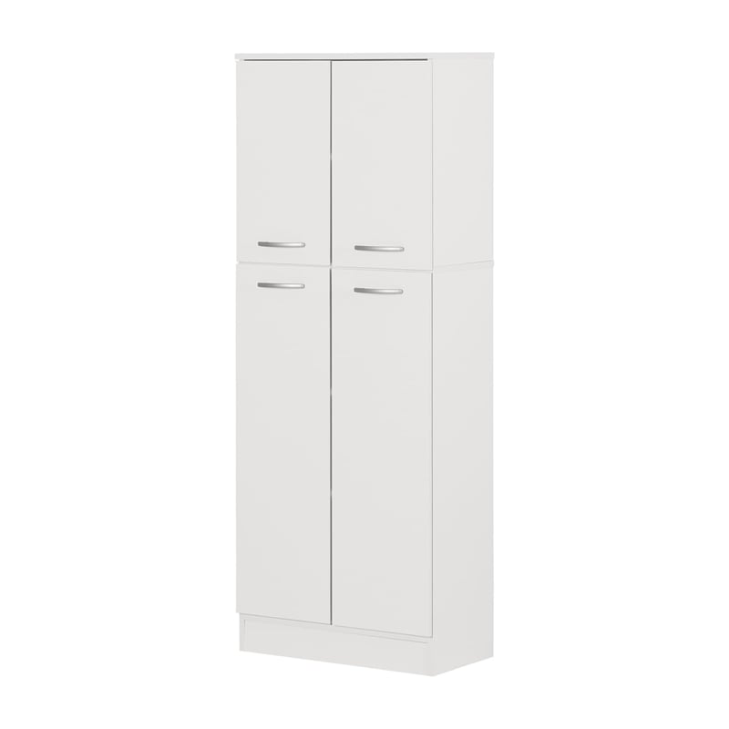 Bowery Hill Contemporary Plastic 4 Door Pantry in Pure White