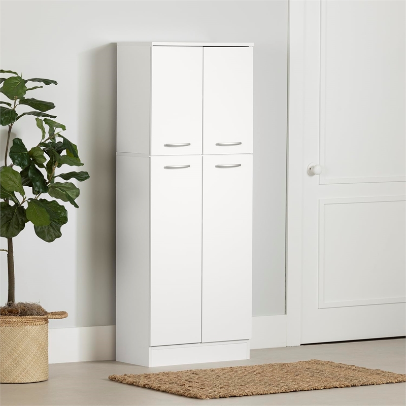 Bowery Hill Contemporary Plastic 4 Door Pantry in Pure White