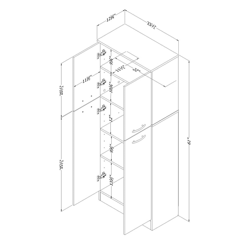 Bowery Hill Contemporary Plastic 4 Door Pantry in Pure White