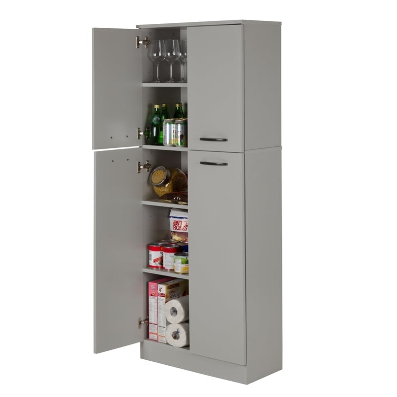 Bowery Hill Contemporary Plastic 4 Door Pantry in Pure White