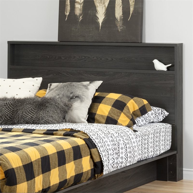 Bowery Hill Transitional Wood Full Queen Headboard in Gray Oak