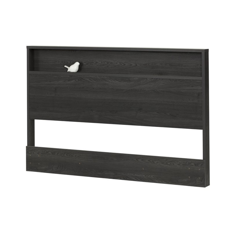 Bowery Hill Transitional Wood Full Queen Headboard in Gray Oak