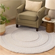 Bowery Hill Contemporary 5' Round Power Loomed Rug in Solid Cream