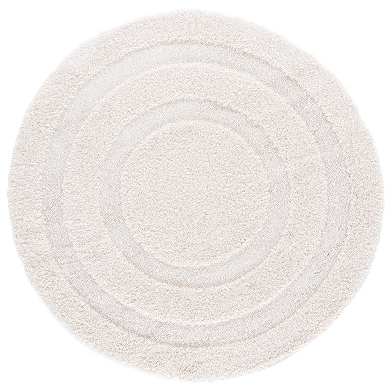 Bowery Hill Contemporary 5' Round Power Loomed Rug in Solid Cream