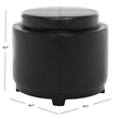 Bowery Hill Contemporary Round Tray Leather Ottoman in Brown