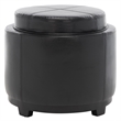 Bowery Hill Contemporary Round Tray Leather Ottoman in Brown