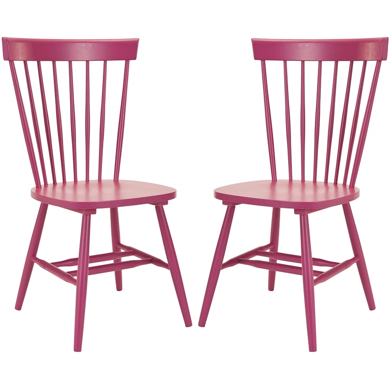 Bowery Hill Contemporary Oak Dining Chair in Rasberry (Set Of 2)