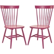 Bowery Hill Contemporary Oak Dining Chair in Rasberry (Set Of 2)