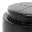 Bowery Hill Single Tray Leather Storage Round Ottoman in White