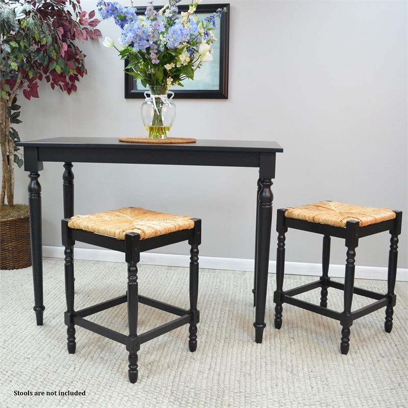 Bowery Hill Contemporary Wood Bar Table in Antique Black Finish