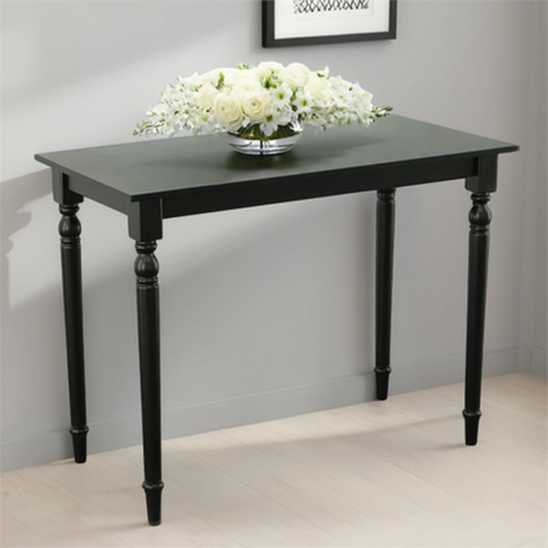 Bowery Hill Contemporary Wood Bar Table in Antique Black Finish