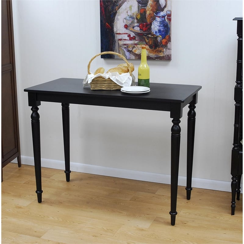 Bowery Hill Contemporary Wood Bar Table in Antique Black Finish