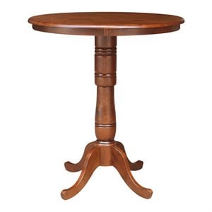 Bowery Hill 36&quot Solid Wood Round Top Pedestal Table - 40. 9&quotH - Pecan