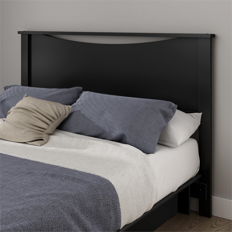Bowery Hill Contemporary Full Queen Panel Headboard in Pure Black