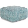 Bowery Hill Boho Square Pouf in Patterned Teal Melange Cotton