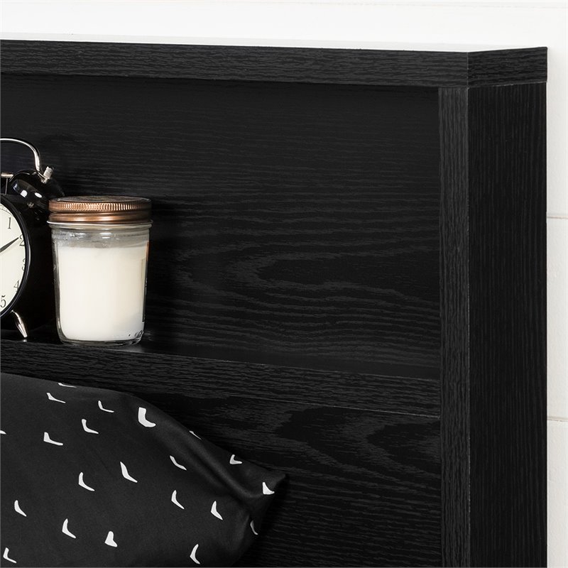 Bowery Hill Contemporary Full Queen Panel Headboard in Black Oak