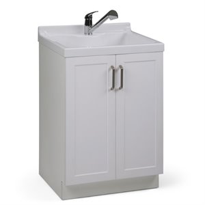 Bowery Hill Contemporary 24&quot Laundry Sink Cabinet in White Finish
