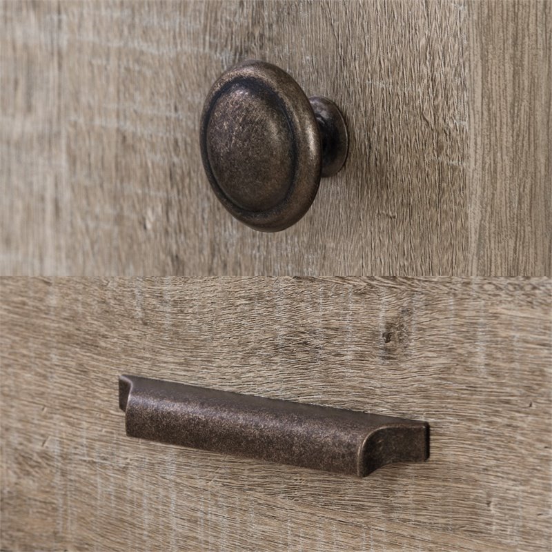 Bowery Hill Contemporary 2 Drawer Armoire in Weathered Oak Finish