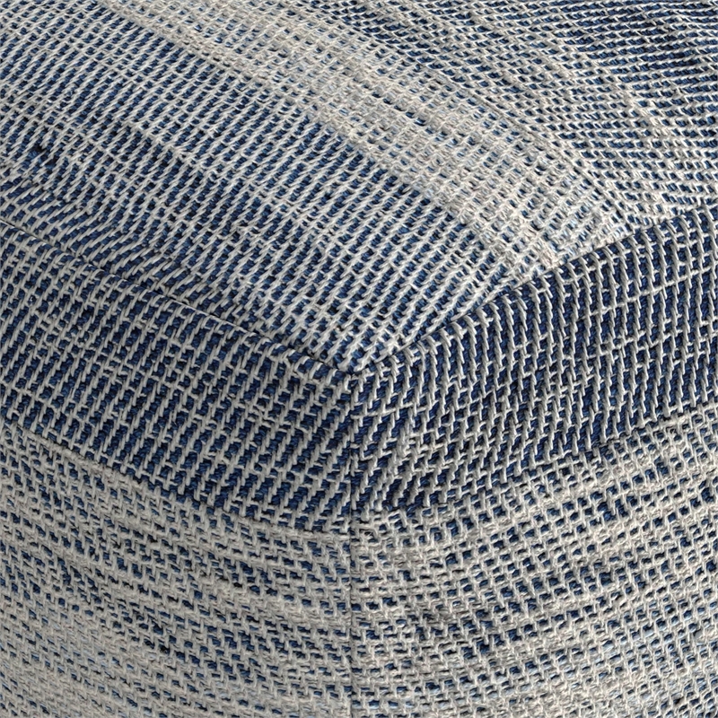 Bowery Hill Boho Square Pouf in Patterened Teal Melange Cotton