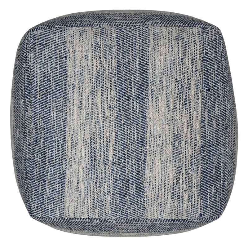 Bowery Hill Boho Square Pouf in Patterened Teal Melange Cotton