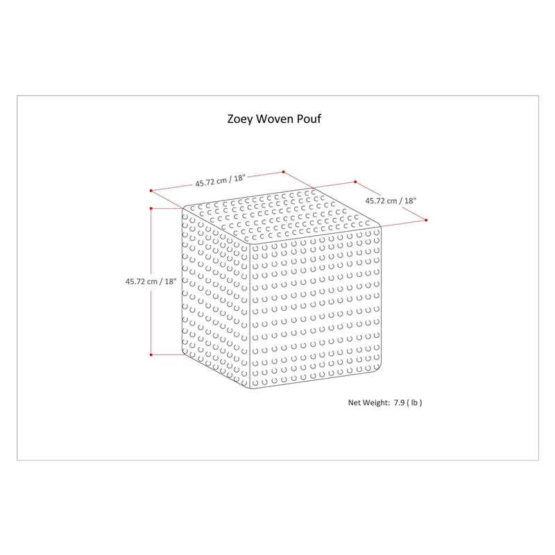 Bowery Hill Boho Cube Woven Pouf in Multi Color Cotton and Wool