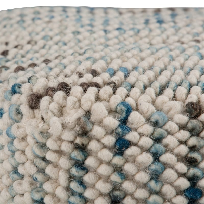 Bowery Hill Boho Cube Woven Pouf in Multi Color Cotton and Wool