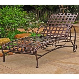 Bowery Hill Contemporary Iron Patio Chaise Lounge in Bronze Finish