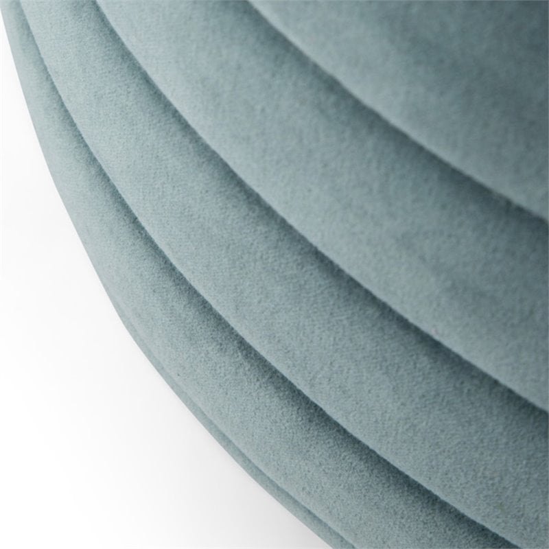 Bowery Hill Contemporary Boho Round Pouf in Turquoise Velvet Fabric