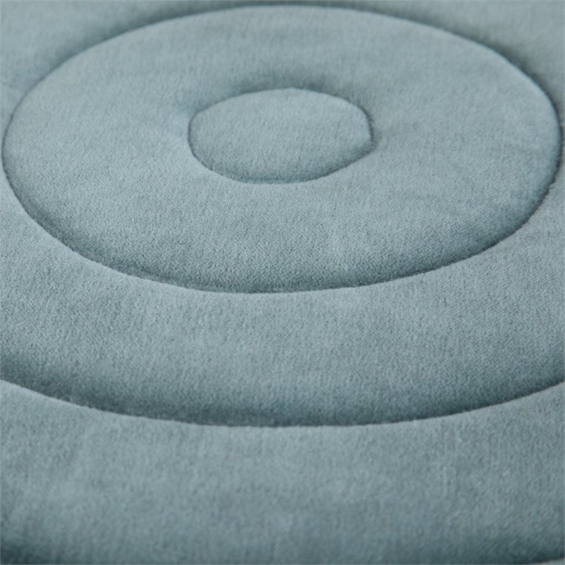 Bowery Hill Contemporary Boho Round Pouf in Turquoise Velvet Fabric