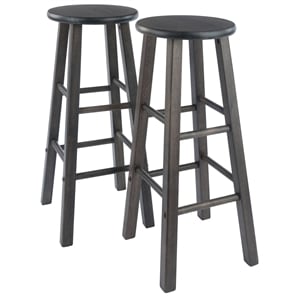 Bowery Hill 29&quot Transitional Solid Wood Bar Stool in Oyster Gray (Set of 2)