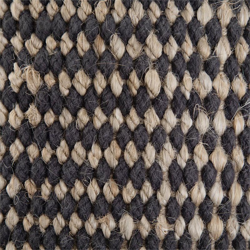 Bowery Hill Contemporary Boho Round Braided Pouf in Natural Jute