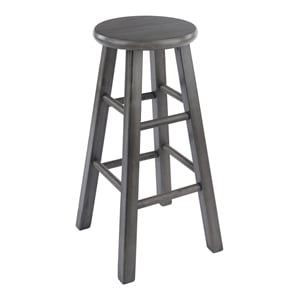 Bowery Hill 24&quot Transitional Solid Wood Counter Stool in Rustic Gray