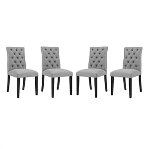 Bowery Hill 21. 5&quot Fabric Solid Rubberwood Dining Chair in Gray (Set of 4)