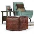 Bowery Hill Contemporary Boho Square Pouf in Brown Genuine Leather