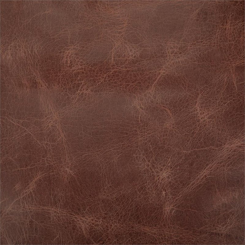 Bowery Hill Contemporary Boho Square Pouf in Brown Genuine Leather