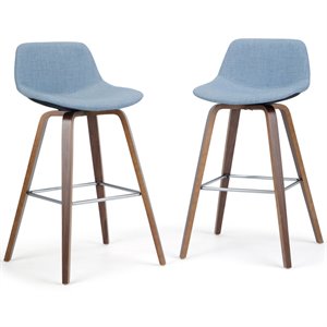 Bowery Hill 28&quot Counter/Bar Height Stool (2pc) in Denim Linen Look Fabric