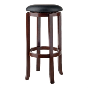 Bowery Hill 30&quot Transitional Solid Wood Swivel Bar Stool in Walnut