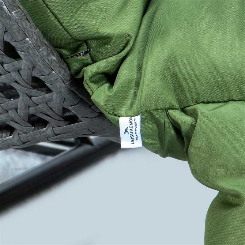 Bowery Hill Outdoor Charcoal Wicker Hanging Double Egg Swing Chair in Dark Green