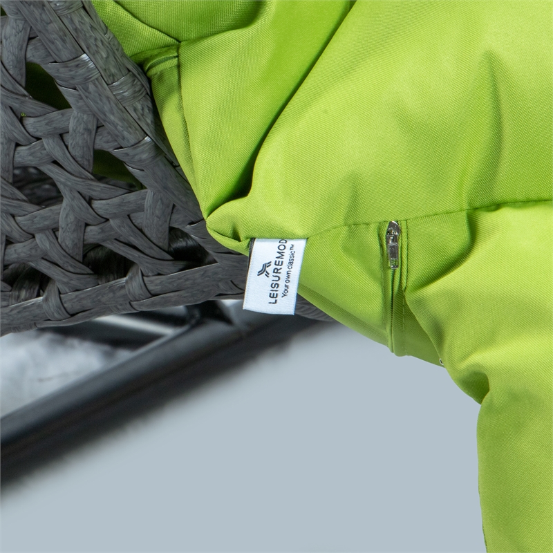 Bowery Hill Outdoor Charcoal Wicker Hanging Double Egg Swing Chair - Light Green