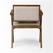Bowery Hill Cream Fabric Wrap Medium Brown Wooden Frame Dining Chair