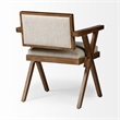 Bowery Hill Cream Fabric Wrap Medium Brown Wooden Frame Dining Chair
