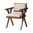 Bowery Hill Cream Fabric Wrap Medium Brown Wooden Frame Dining Chair
